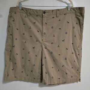 Magellan Outdoor Men Waist 44 Shorts Flat Front Beige 9.5 Inseam Cotton Fishing